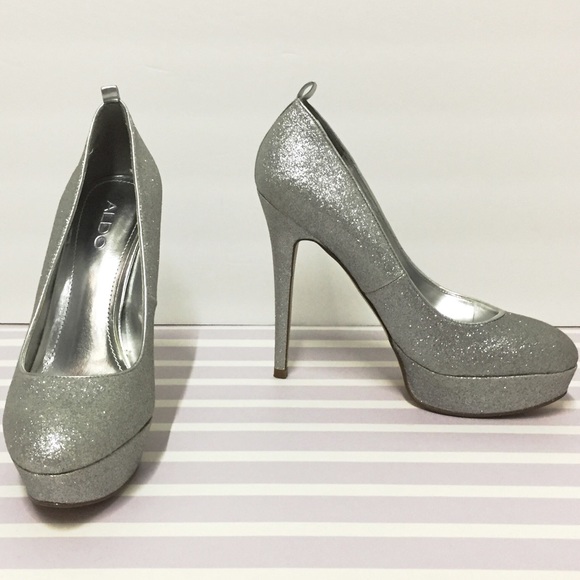 Aldo Shoes - 9 | 39 ALDO Silver Glitter Sparkly Platform Heels